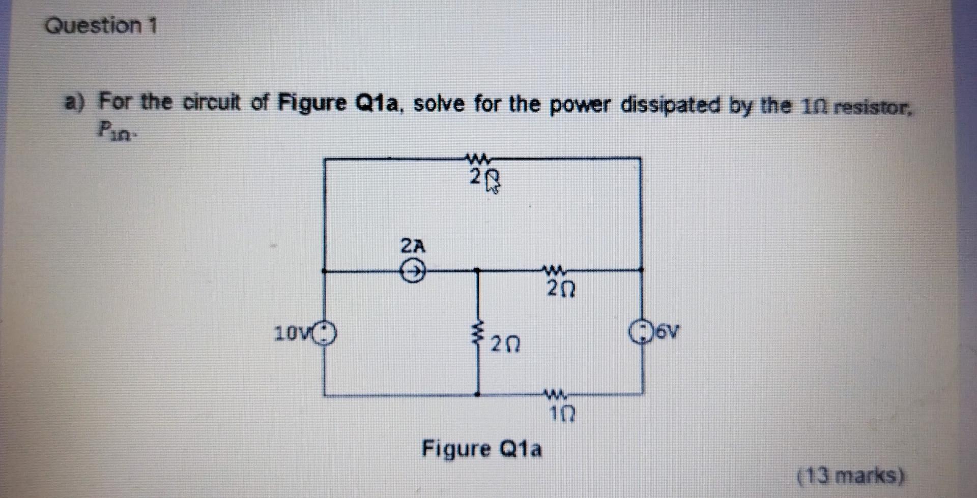 Solved Question 1 a) For the circuit of Figure Q1a, solve | Chegg.com