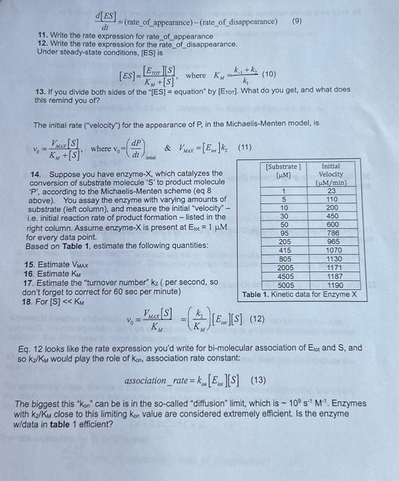 Solved Michaelis-Menten Kinetics. In Michaelis-Menten | Chegg.com