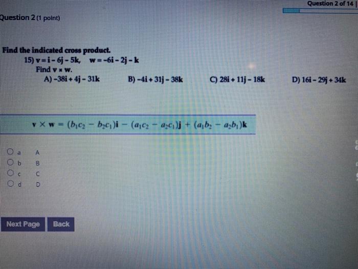 Solved Question 2 of 14 Question 2 (1 point) Find the | Chegg.com