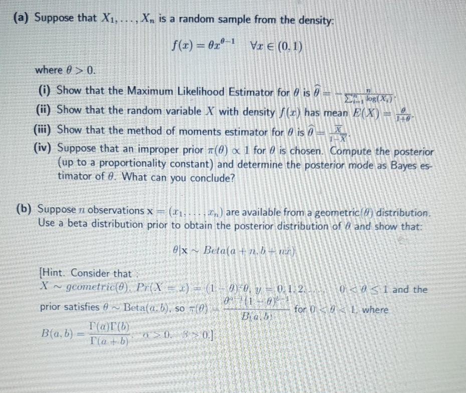 Solved A Suppose That X1 X Is A Random Sample Fro Chegg Com