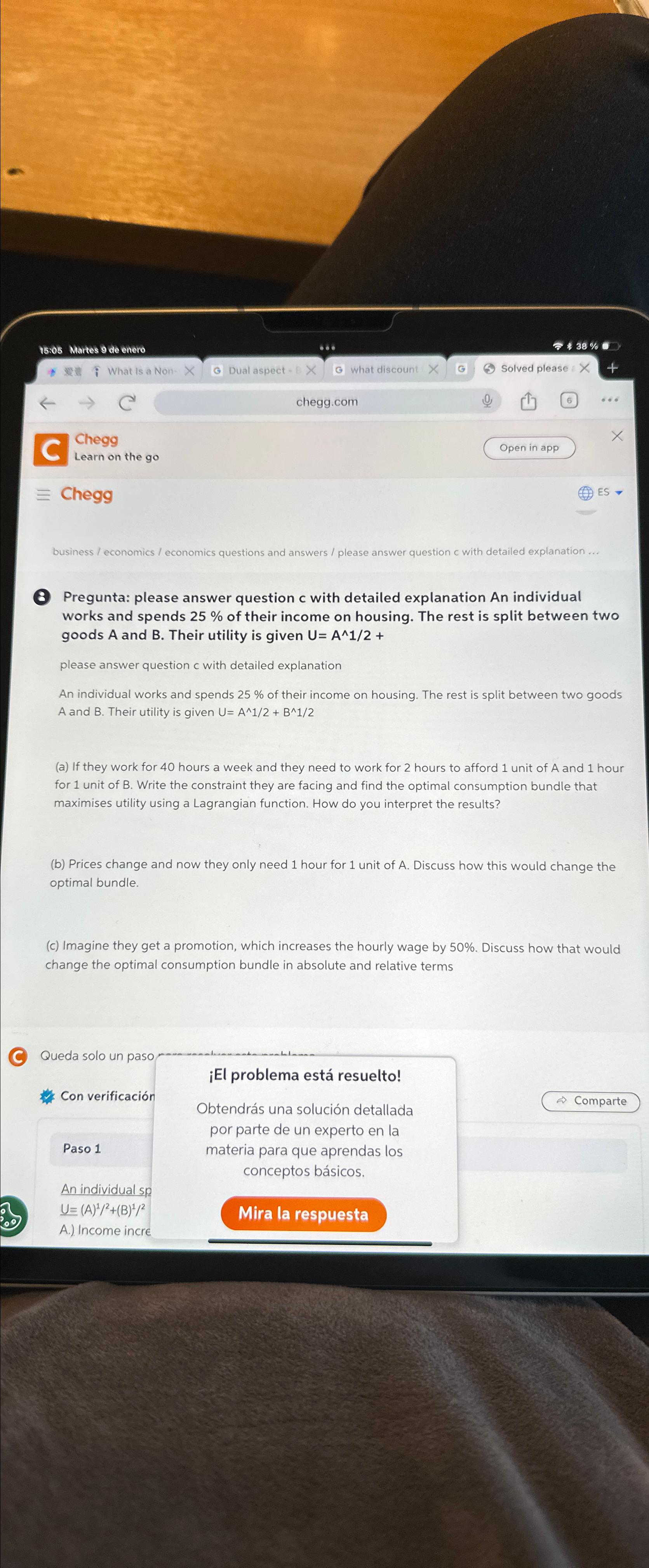 Solved Pregunta: please answer question c with detailed | Chegg.com