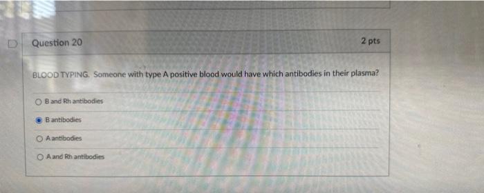 Solved Question 20: BLOOD TYPING. Someone with type A | Chegg.com