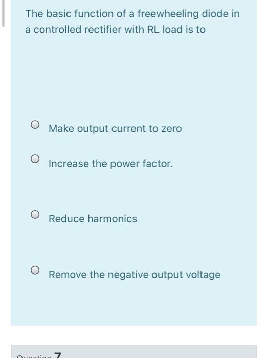 Solved The basic function of a freewheeling diode in a