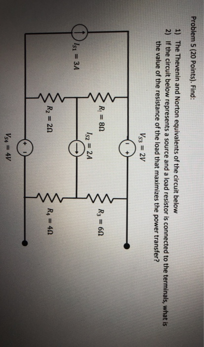 Solved Problem 5 (20 Points). Find: 1) The Thevenin And | Chegg.com