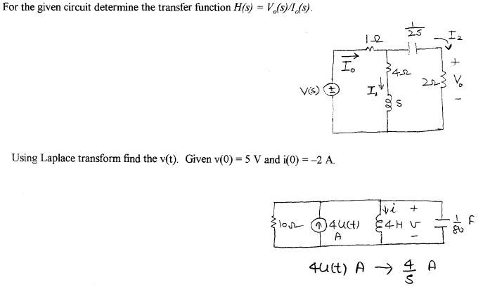 Solved For the given circuit determine the transfer function | Chegg.com