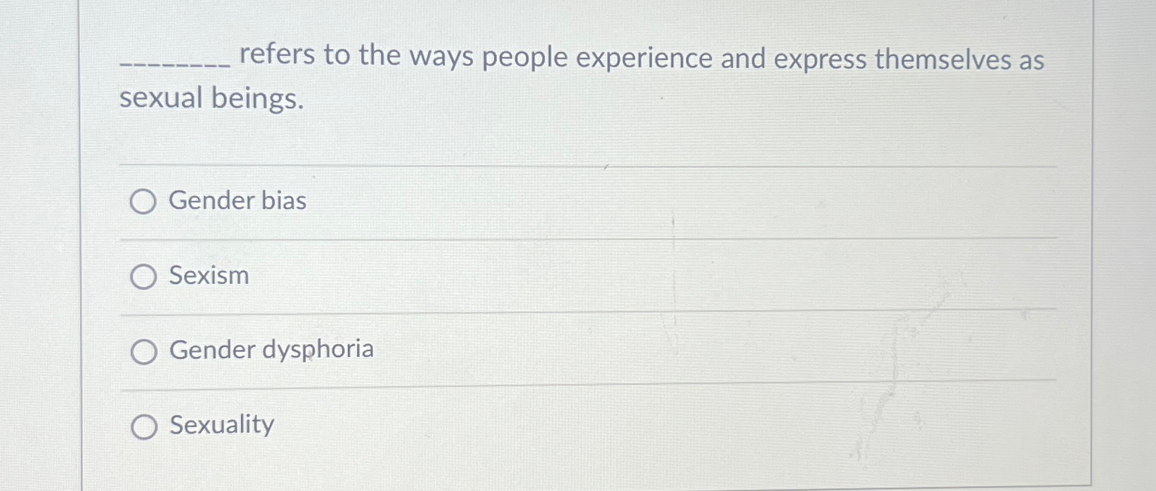 Solved Refers To The Ways People Experience And Express Chegg Com Image