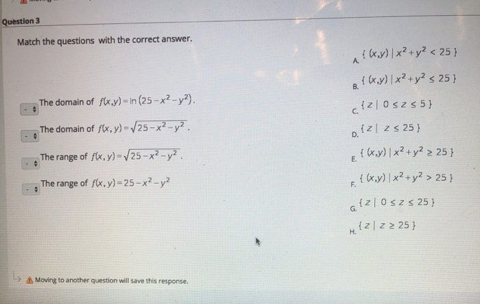 Solved Question 3 Match the questions with the correct | Chegg.com