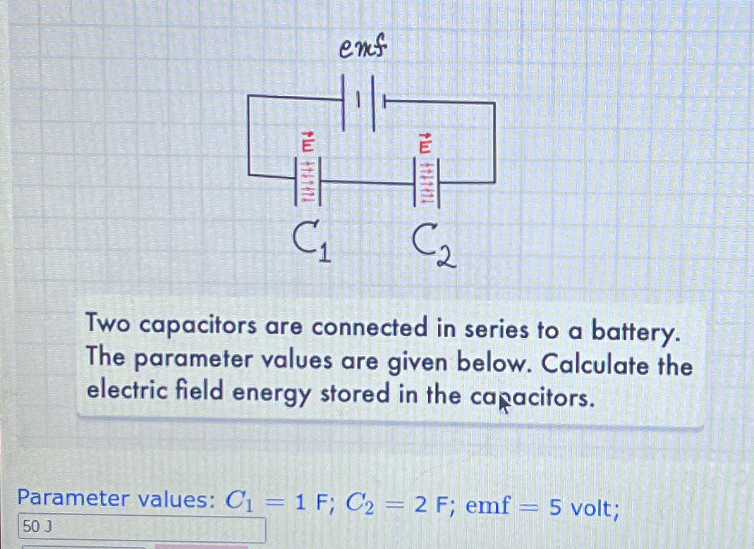 Solved Two capacitors are connected in series to a battery. | Chegg.com