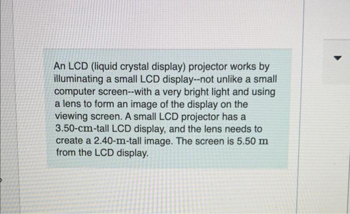 Solved An LCD (liquid crystal display) projector works by | Chegg.com