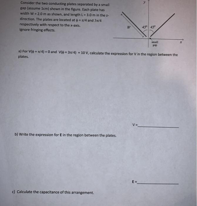Solved Consider the two conducting plates separated by a | Chegg.com
