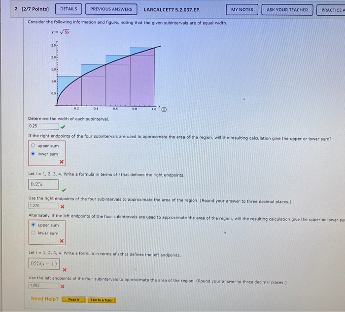 Solved 2. [2/7 Points] DETAILS PREVIOUS ANSWERS LARCALCET7 | Chegg.com