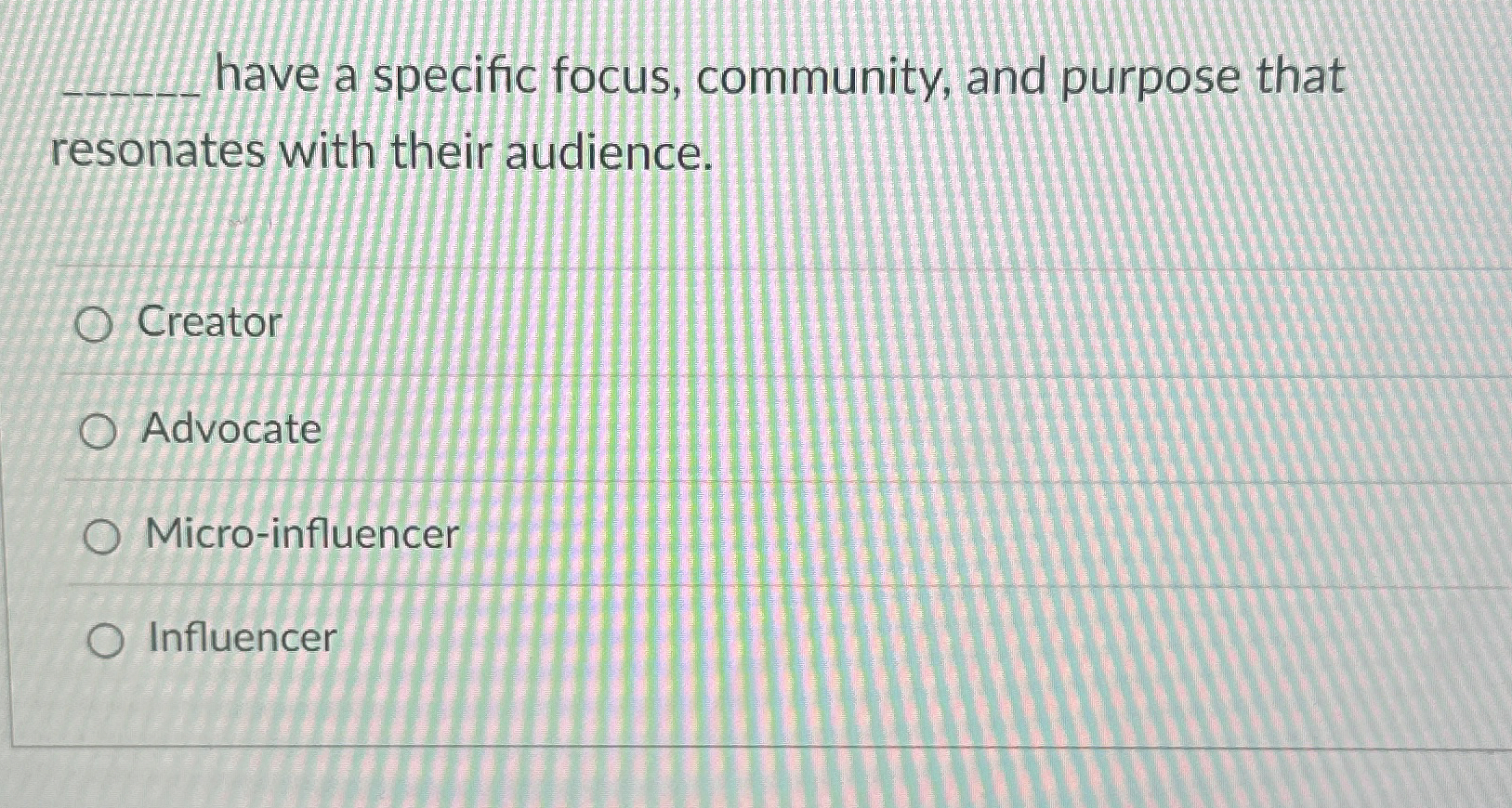 Solved q, ﻿have a specific focus, community, and purpose | Chegg.com
