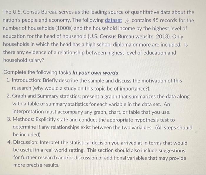 Solved The U.S. Census Bureau Serves As The Leading Source | Chegg.com