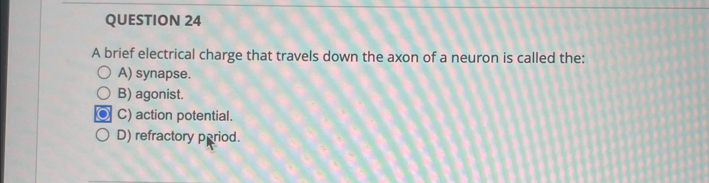 Solved QUESTION 24A brief electrical charge that travels | Chegg.com