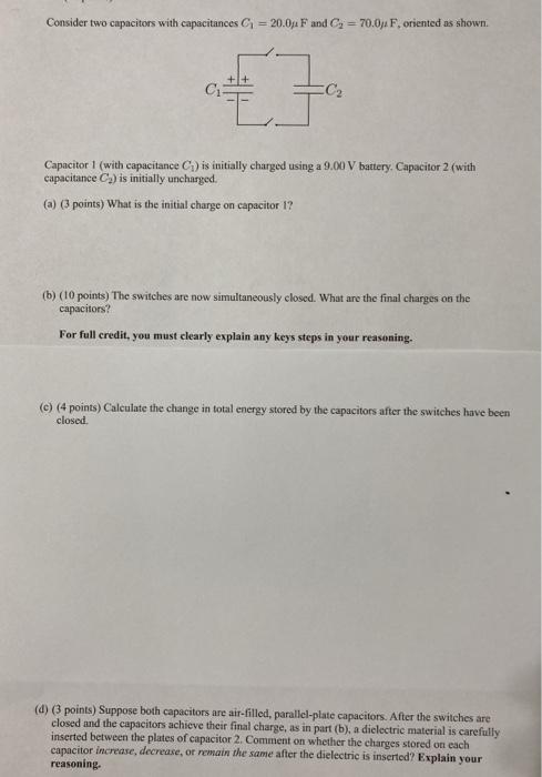 Solved Consider Two Capacitors With Capacitances G = 20.0, F | Chegg.com