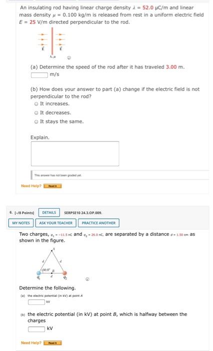 Solved An Insulating Rod Having Linear Charge Density A Chegg Com