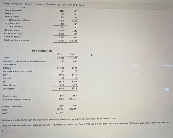 Solved Income Statements Ch 03: Homework Problems - | Chegg.com