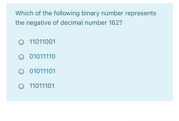 Solved Which of the following binary number represents the | Chegg.com