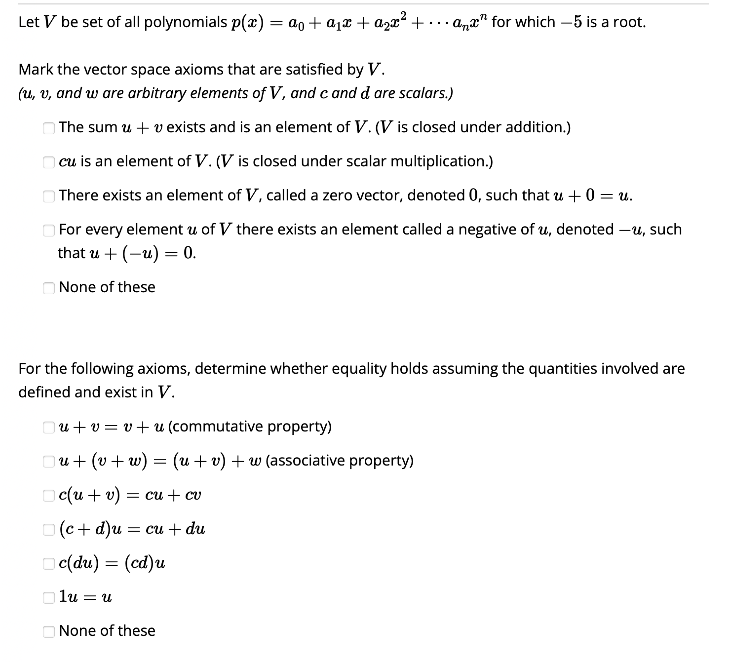 Solved Let V ﻿be set of all polynomials | Chegg.com