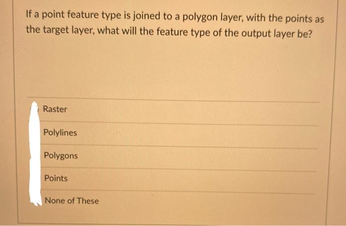 Solved If a point feature type is joined to a polygon layer, | Chegg.com