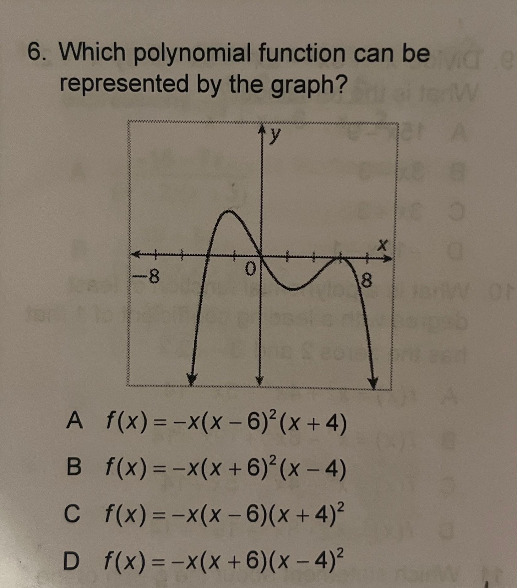 Solved Which polynomial function can be represented by the | Chegg.com