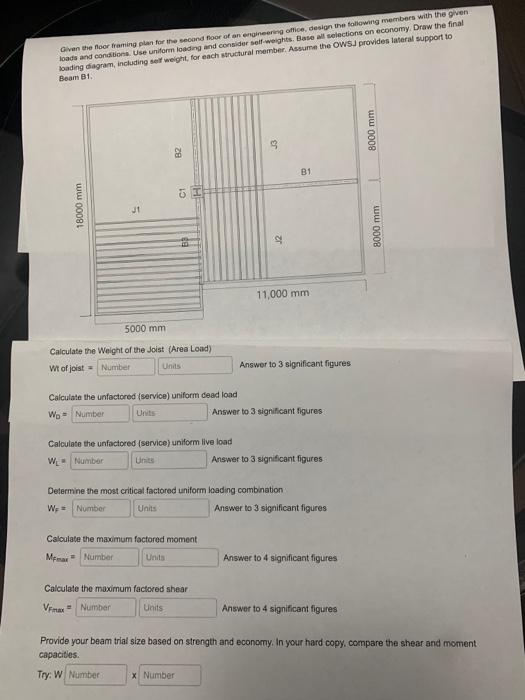 Given the floor framing plan for the second floor of | Chegg.com