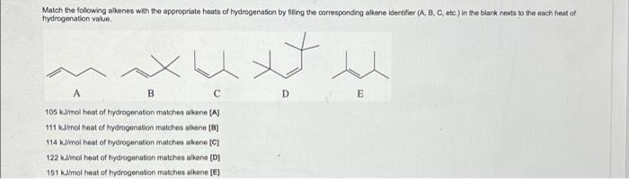 Solved Match The Following Alkenes With The Appropriate | Chegg.com