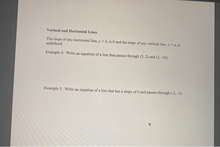 find the slope of horizontal and vertical lines