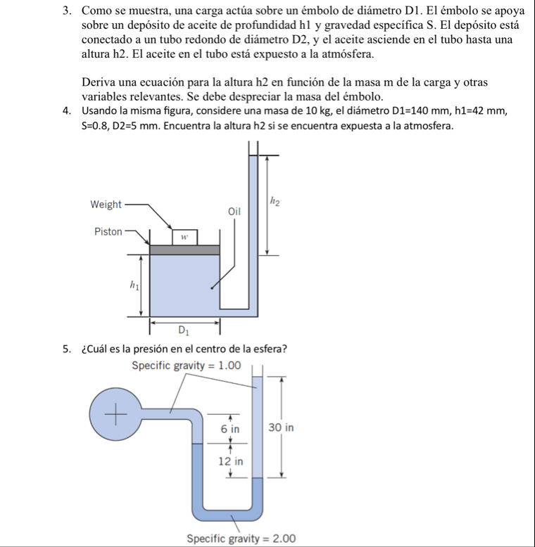 Solved Como se muestra, una carga actúa sobre un émbolo de | Chegg.com