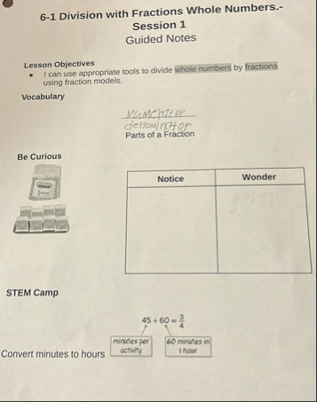 Solved 6-1 ﻿Division with Fractions Whole Numbers.Session | Chegg.com