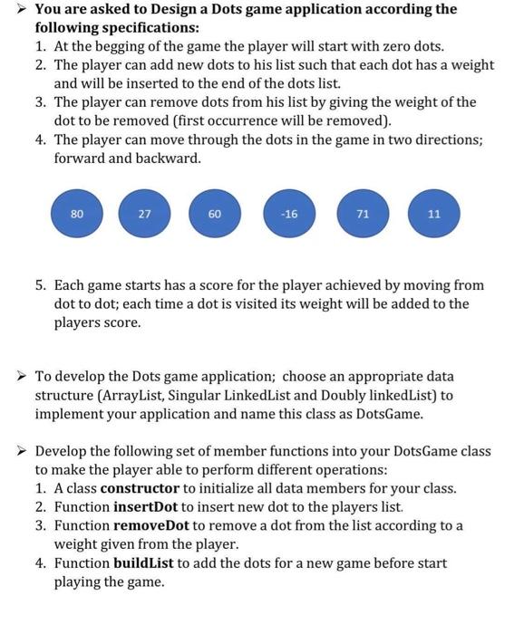 Solved You are asked to Design a Dots game application | Chegg.com