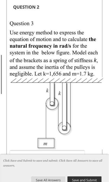 Solved Use energy method to express the equation of motion | Chegg.com