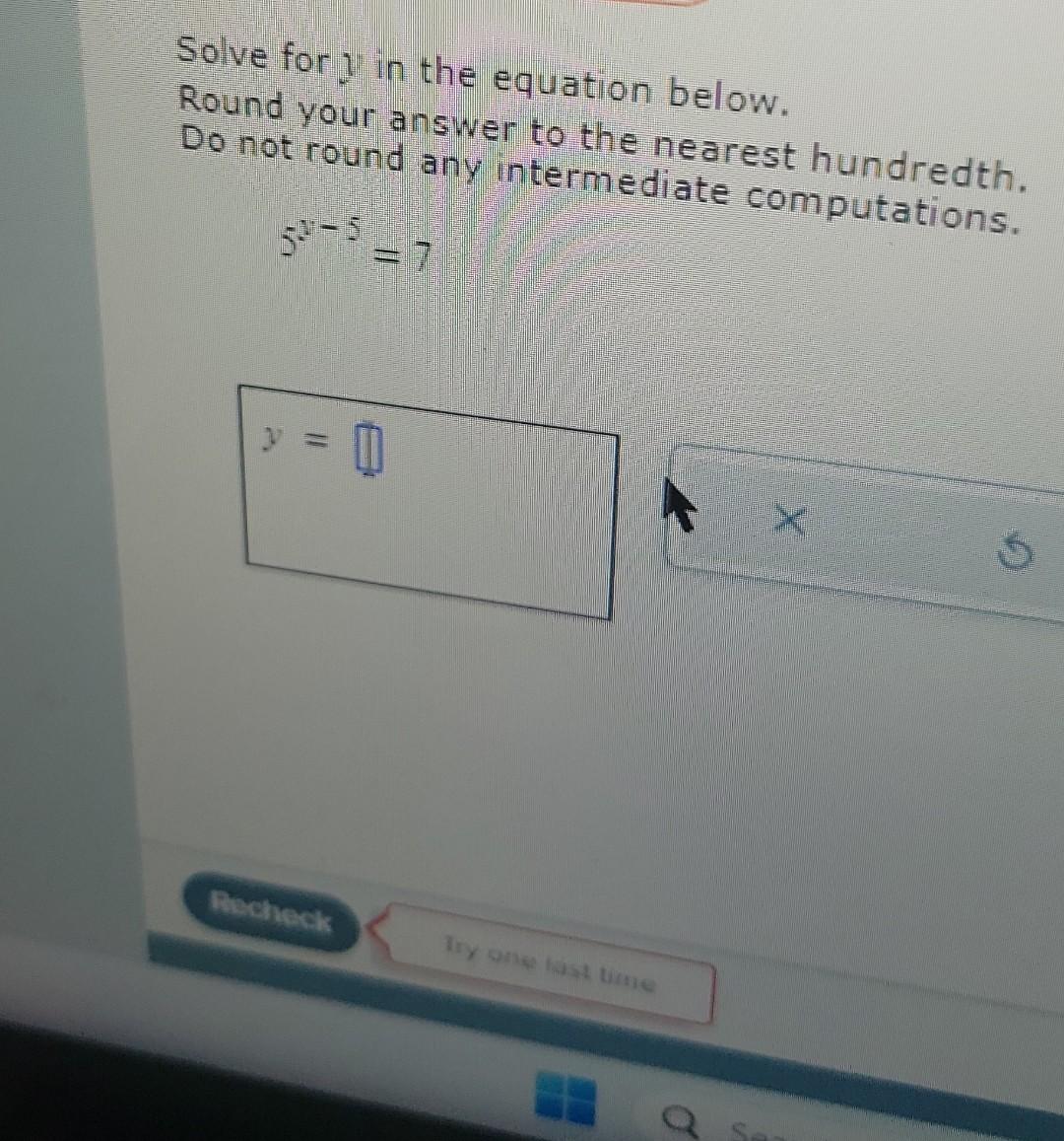 Solved Solve for y in the equation below. Round your answer | Chegg.com