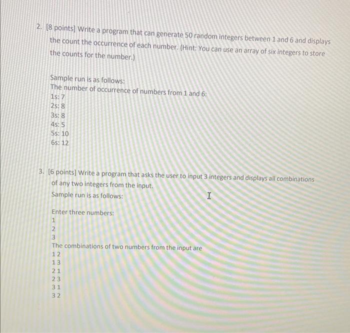 Solved 2. [8 points] Write a program that can generate 50 | Chegg.com