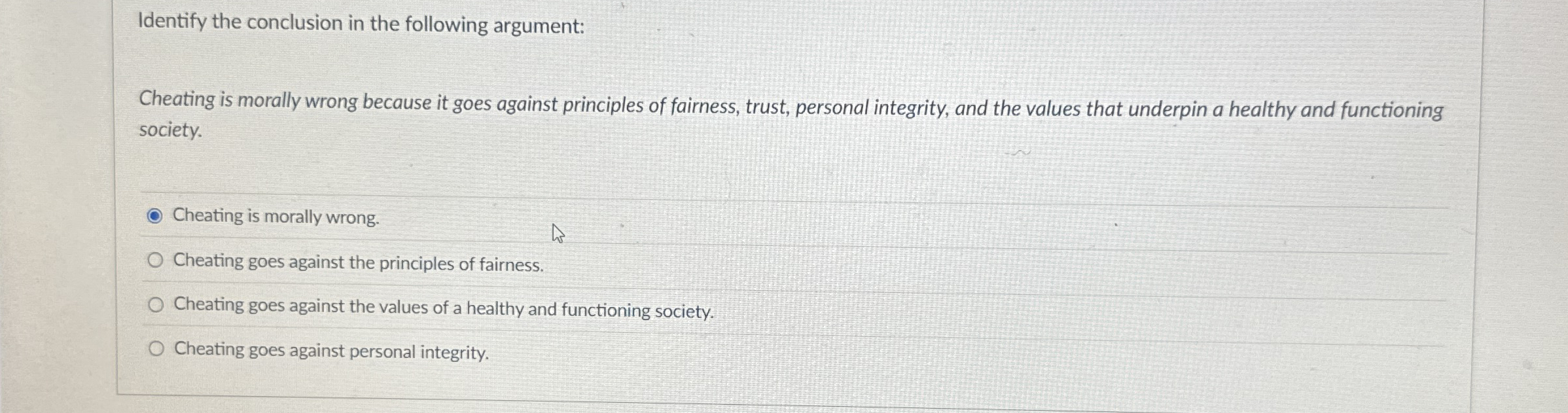 Identify the conclusion in the following | Chegg.com