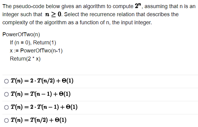 Solved The pseudo-code below gives an algorithm to compute | Chegg.com