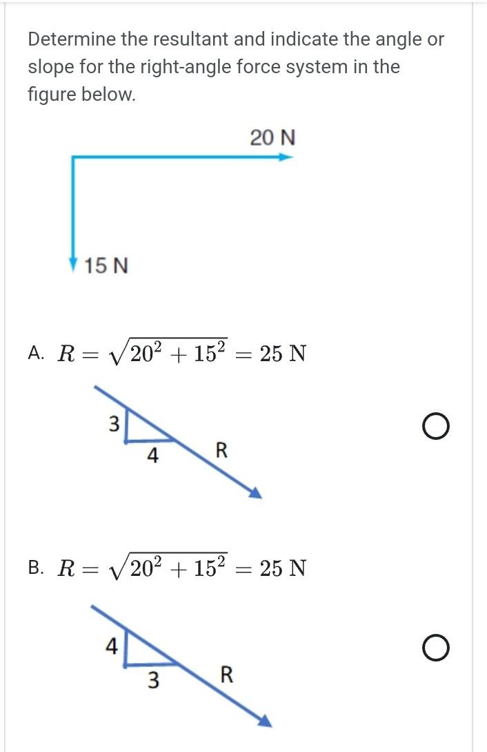 Solved Determine the resultant and indicate the angle or | Chegg.com