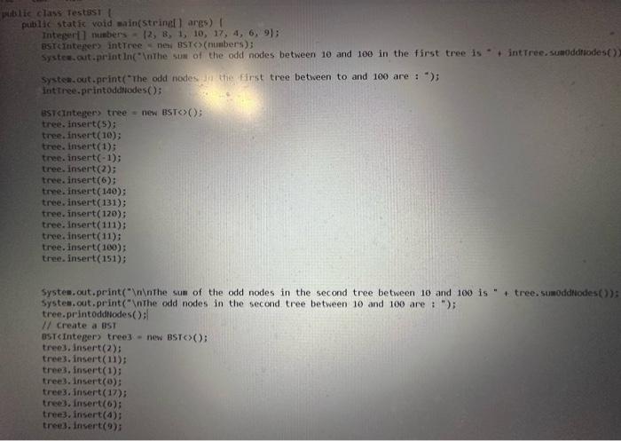 Solved I have provided BSTSpring23.java and | Chegg.com