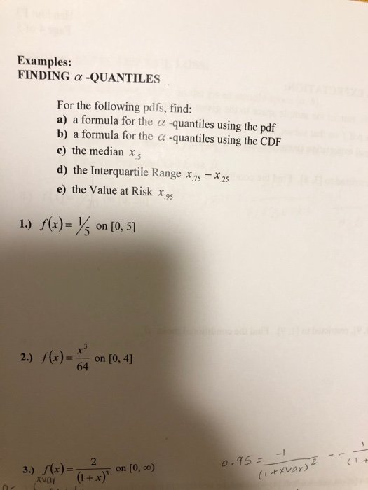 Solved Examples Finding A Quantiles For The Following P Chegg Com
