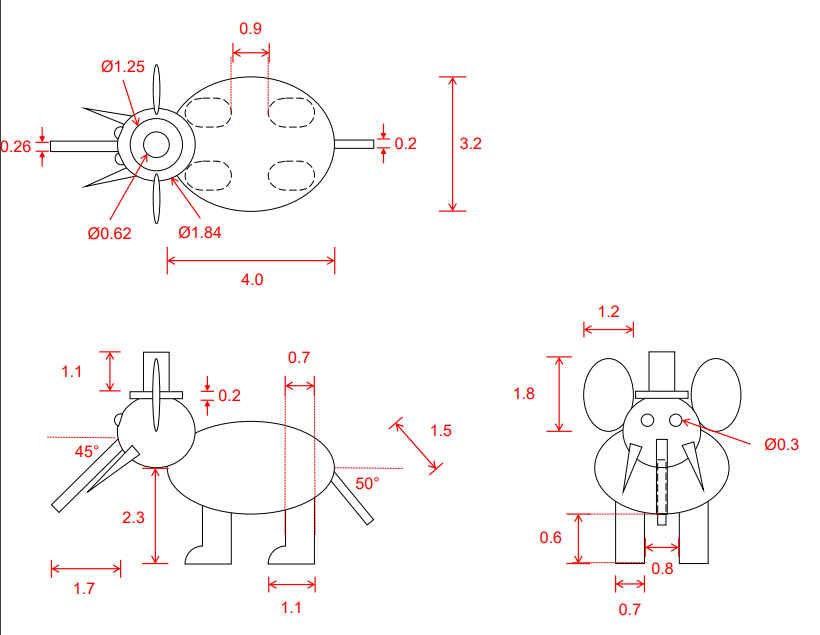 Solved step by step autocad, this orthographic elephant into | Chegg.com