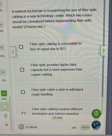 Solved A network technician is researching the use of fiber | Chegg.com