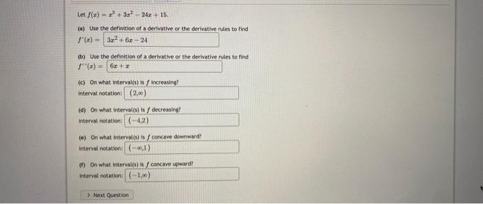 Solved Let F X X3 3x2−24z 15 A Use The Definition Of A