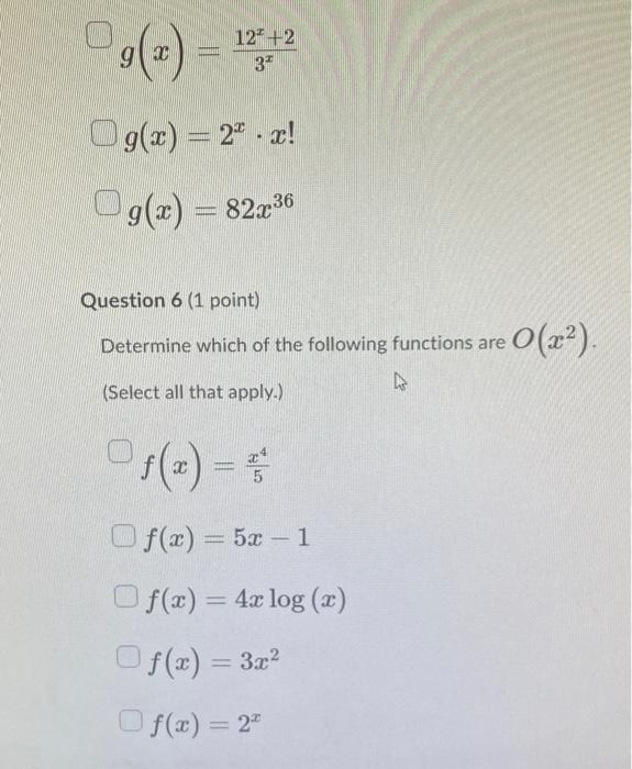 Solved Order The Following Functions By Increasing Growth. | Chegg.com