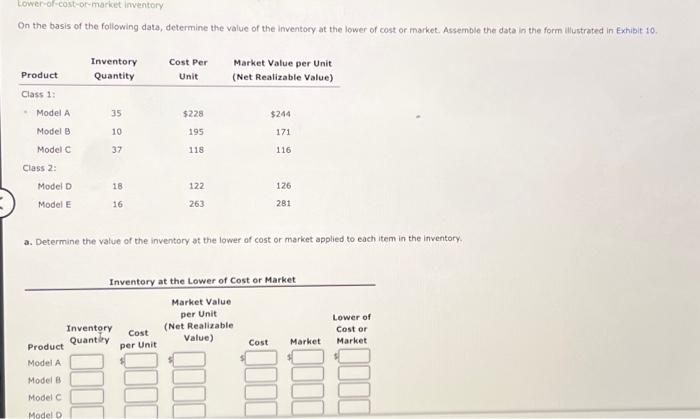 Solved tower-or-cost-or-maricet inventory On the basis of | Chegg.com