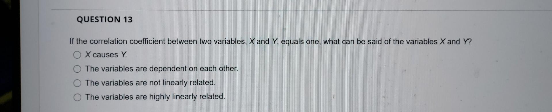 Solved QUESTION 13 If the correlation coefficient between | Chegg.com