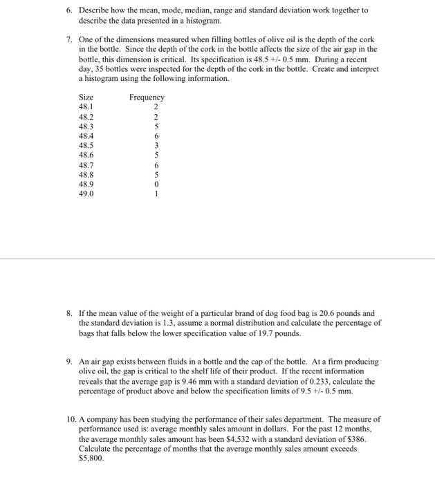 Solved 6. Describe how the mean, mode, median, range and | Chegg.com