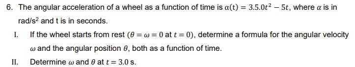 Solved The angular acceleration of a wheel as a function of | Chegg.com