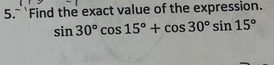 what is the exact value of 2 sin 30 cos 30