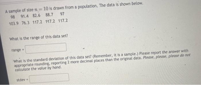 Solved What is the range of this data set range Chegg com