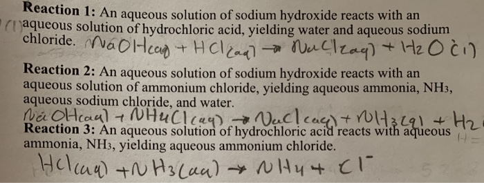 Solved Reaction 1 An Aqueous Solution Of Sodium Hydroxide